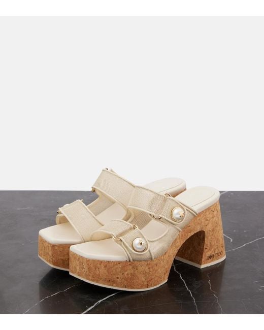 Jimmy Choo Natural Fayence 95 Platform Sandals