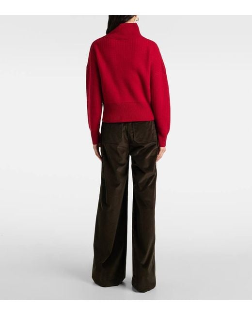Max Mara Red Bessica Wool And Cashmere Turtleneck Sweater
