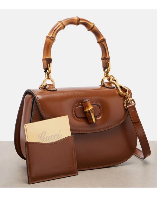Gucci Brown Bamboo 1947 Small Leather Top-Handle Bag