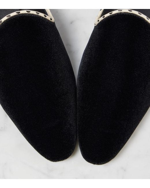 Totême  Black Slip-Ons Aus Samt Mit Leder