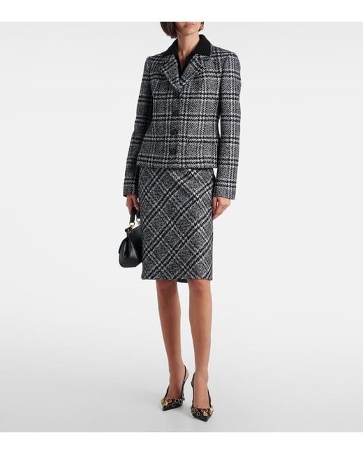 Dolce & Gabbana Black Checked Wool, Silk, And Llama-Blend Jacket