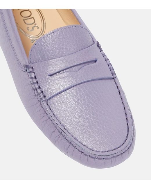 Tod's Purple Gommino Leather Loafers