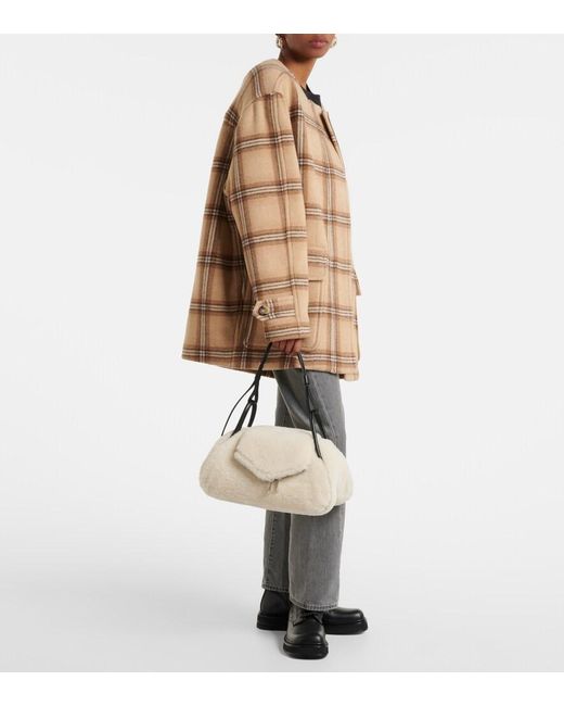 AMINA MUADDI Natural Gemini Small Shearling Shoulder Bag