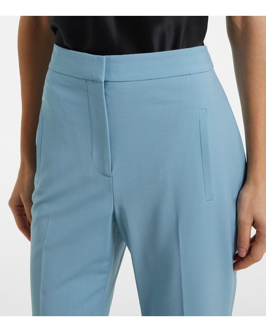 Veronica Beard Blue Arte Cropped Wool-Blend Slim Pants