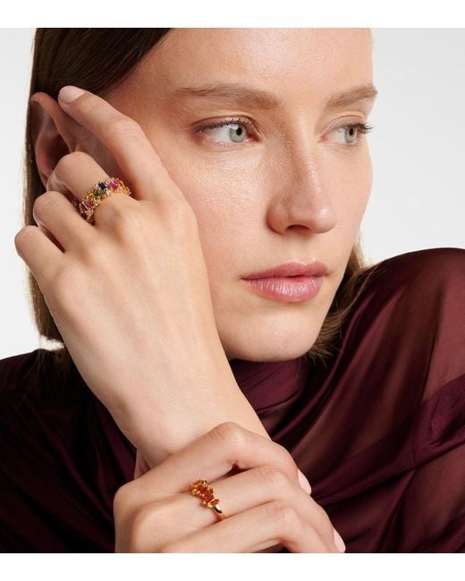 Suzanne Kalan White Audrey 18kt Gold Ring With Sapphires And Diamonds