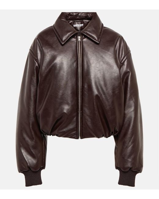 Acne Brown Padded Coated Jersey Bomber Jacket