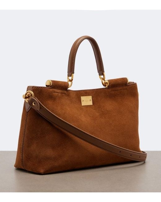 Dolce & Gabbana Brown Vittoria Medium Suede Tote Bag