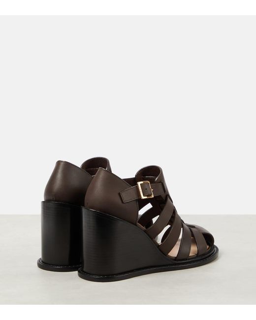 Loewe Brown Campo Leather Wedge Sandals