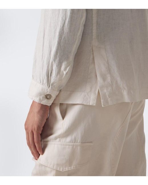Fedeli White Oxford Linen Jacket for men