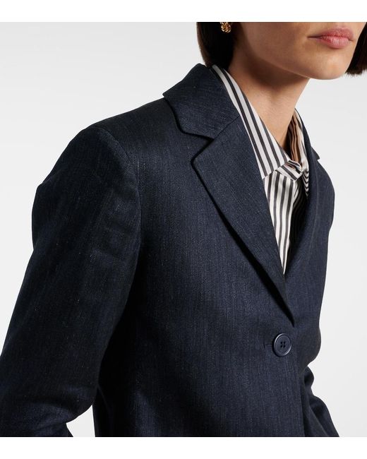 Max Mara Blue Derna Linen-Blend Twill Blazer