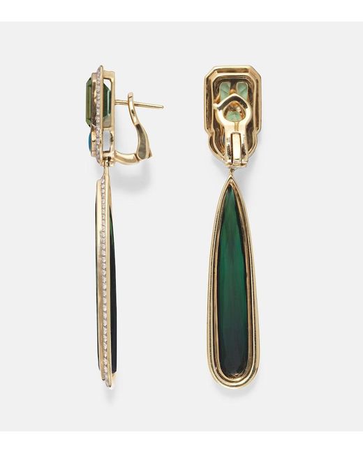 Marina B Blue Quarta 18Kt Drop Earrings With Diamonds And Gemstones
