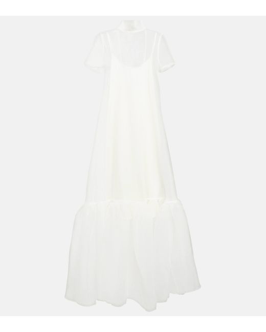 Staud White Tiered Maxi Dress
