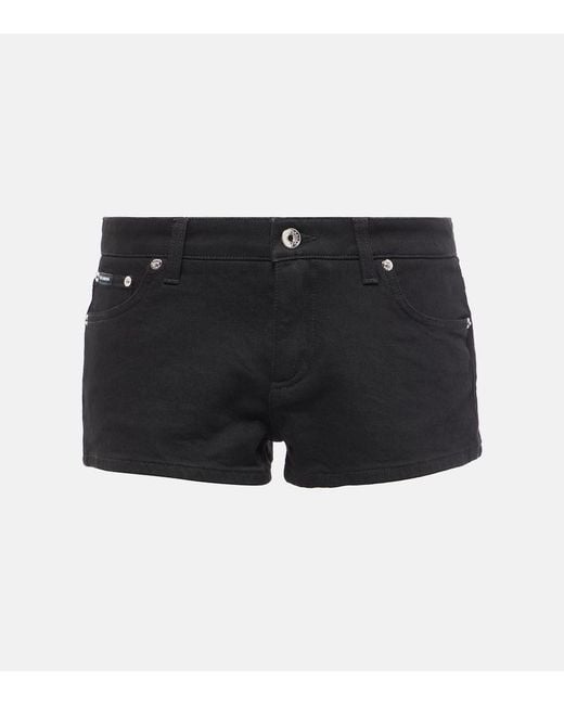 Dolce & Gabbana Black Low-Rise Denim Shorts