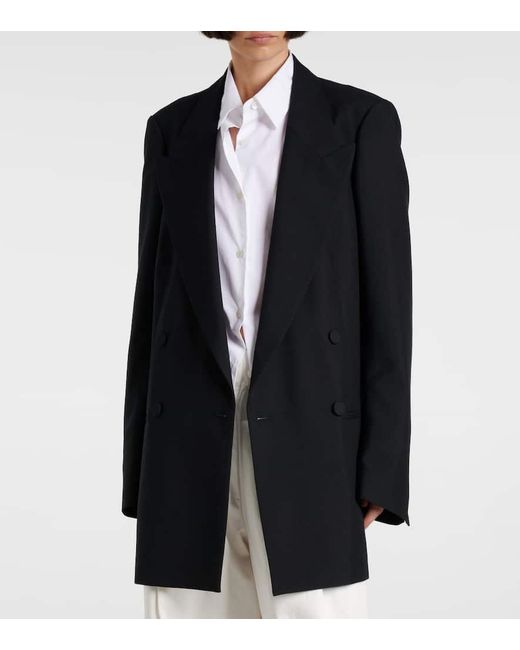 Dries Van Noten Black Double-Breasted Wool Blazer