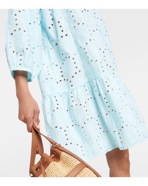 Melissa Odabash Blue Ashley Embroidered Cotton Minidress