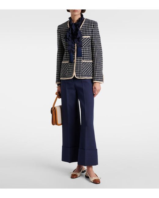 Valentino Blue Wool And Cotton-Blend Boucle Jacket