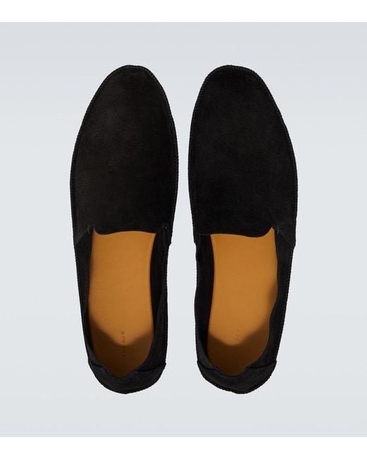 The Row Black Tyler Suede Loafers for men