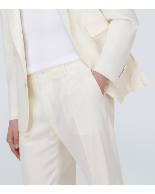 Dolce & Gabbana White Wool Straight Pants for men