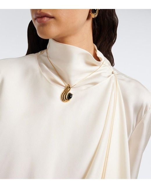 Ferragamo Metallic Embellished Pendant Necklace