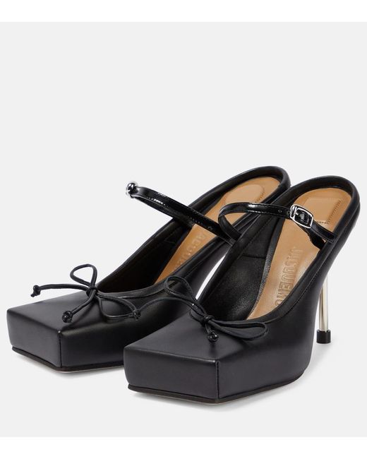 Jacquemus Les Chaussures Ballet Leather Mules in Black | Lyst