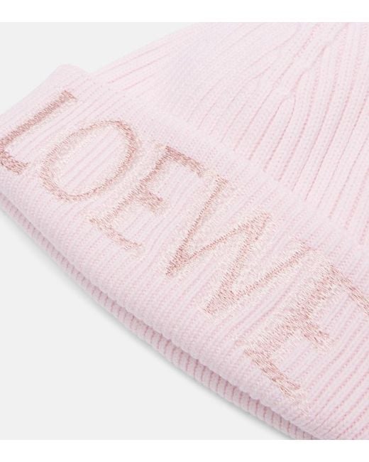 Loewe Pink Logo Wool Beanie