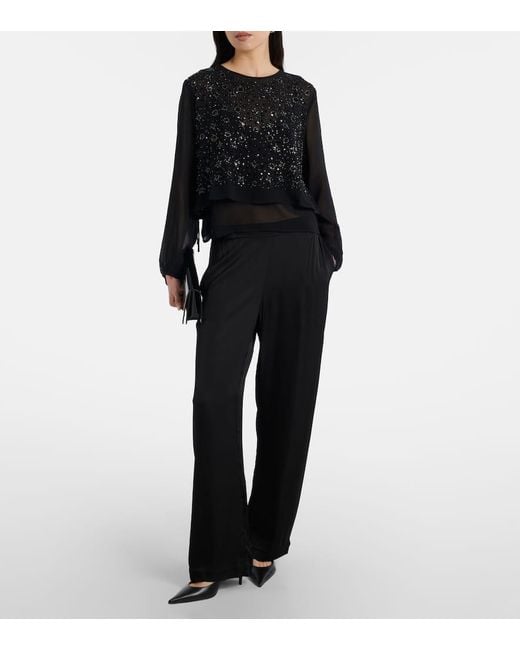 Velvet Black Marlowe Sequinned Sheer Top