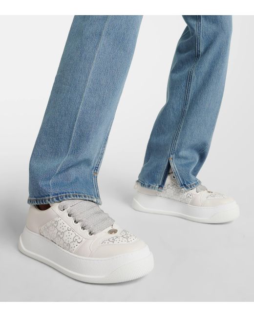 Gucci White Screener Sneakers