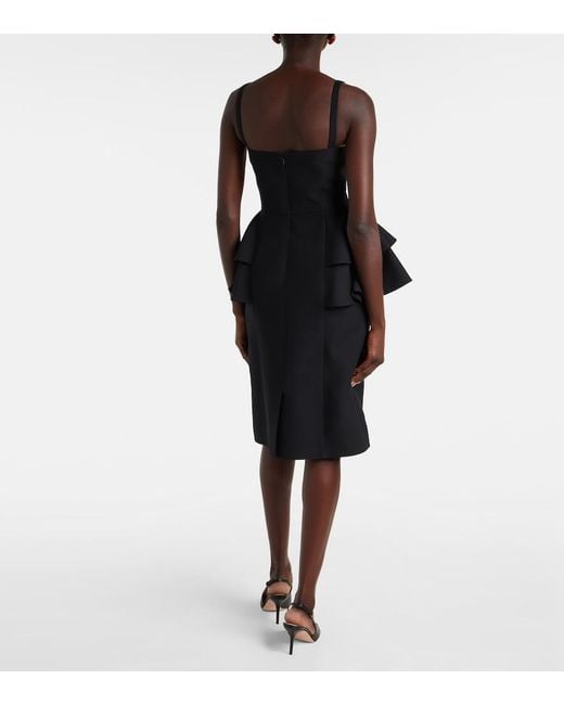 Valentino Black Crepe Couture Tiered Midi Dress