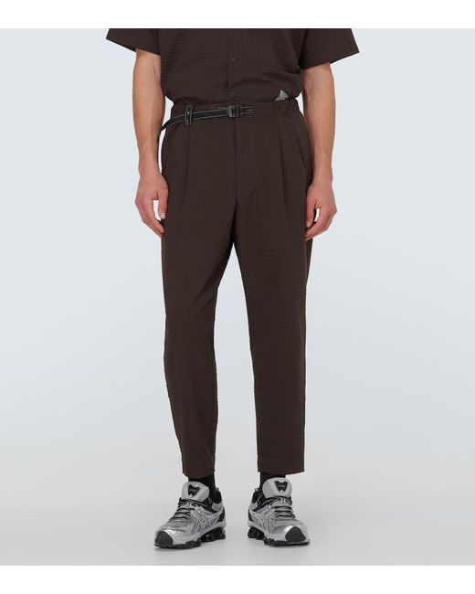 And Wander Black Seersucker Straight Pants for men