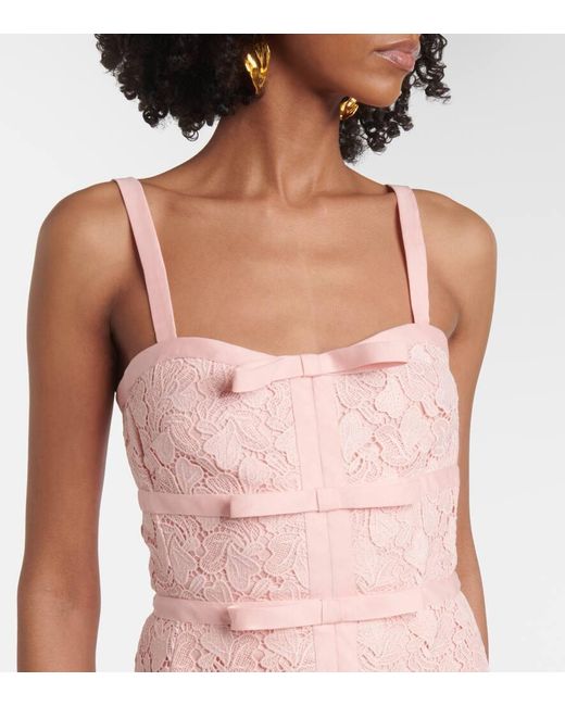Giambattista Valli Pink Bow-Detail Macrame Midi Dress