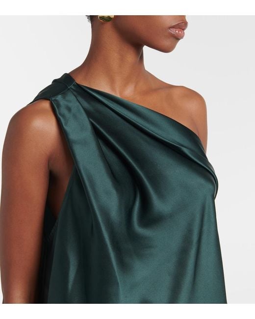 The Sei Green Silk One-Shoulder Sleeveless Top