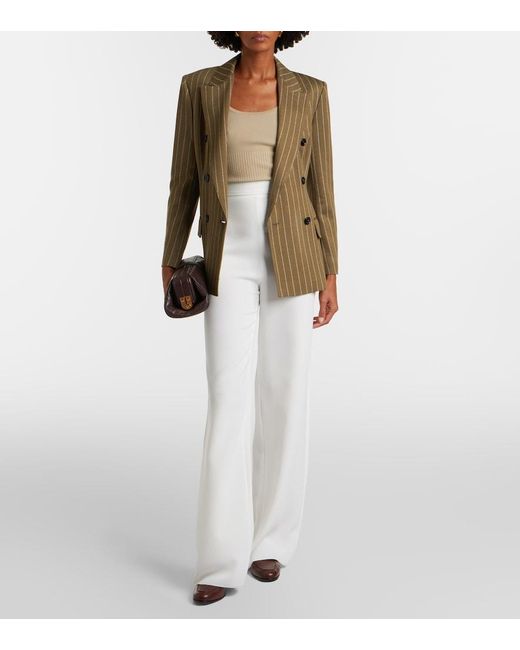 Max Mara Green Balta Pinstripe Double-Breasted Blazer