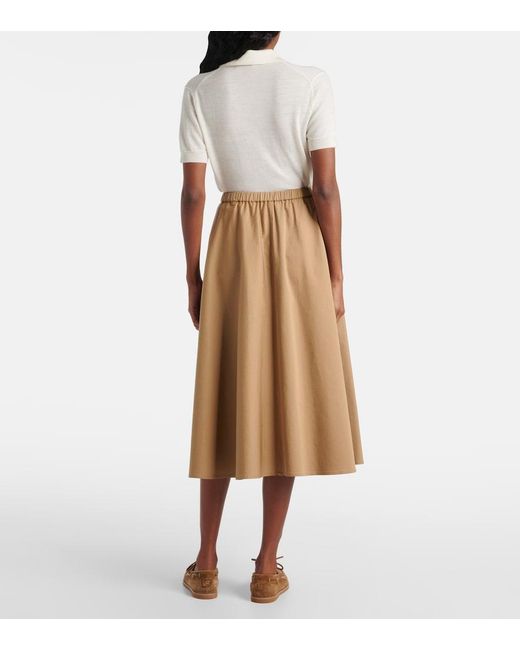 Vince Natural Cotton-Blend Midi Skirt