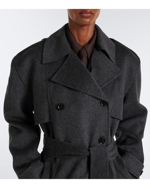 Frankie Shop Black Nikola Belted Wool And Cashmere Coat