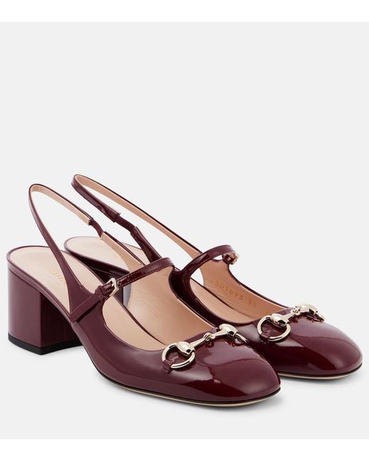 Salones Mary Jane De Charol Con Horsebit Gucci de color Brown