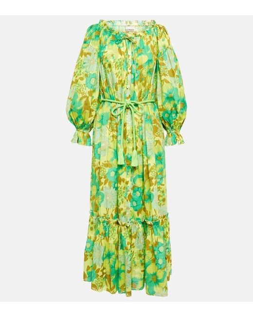 ALÉMAIS Green Alemais Wrenly Floral Off-shoulder Midi Dress