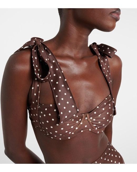 SAME Brown Lady Polka-Dot Bikini Top
