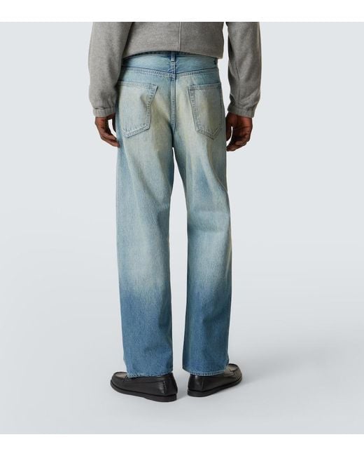 Auralee Blue Faded Wide-Leg Jeans for men