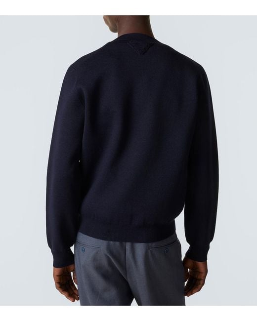 Prada Blue Wool-Blend Sweater for men