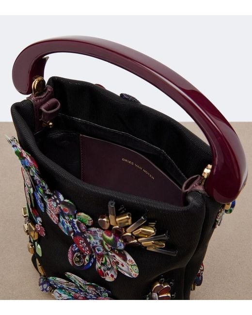 Dries Van Noten Black Small Embellished Top-Handle Bag
