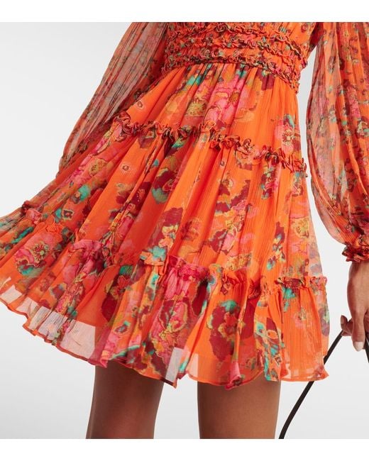 Ulla Johnson Red Bedrucktes Minikleid Lya Aus Seide
