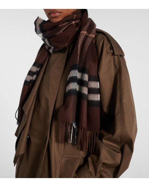 Burberry Brown Check Cashmere Scarf
