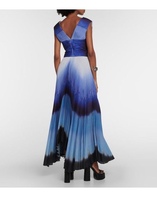 Altuzarra Blue Printed Pleated Maxi Dress