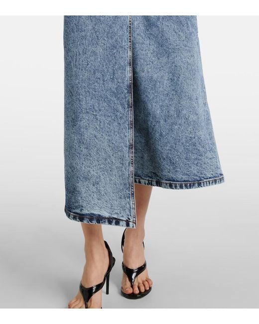 Alaïa Blue Alaã¯A Long Denim Spiral Trench