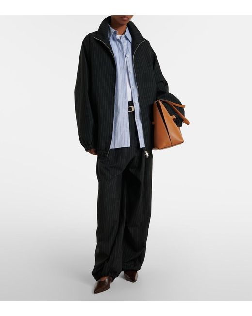Frankie Shop Black Baxter Oversized Pinstripe Blouson Jacket
