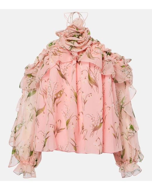 Carolina Herrera Pink Bluse aus Seide