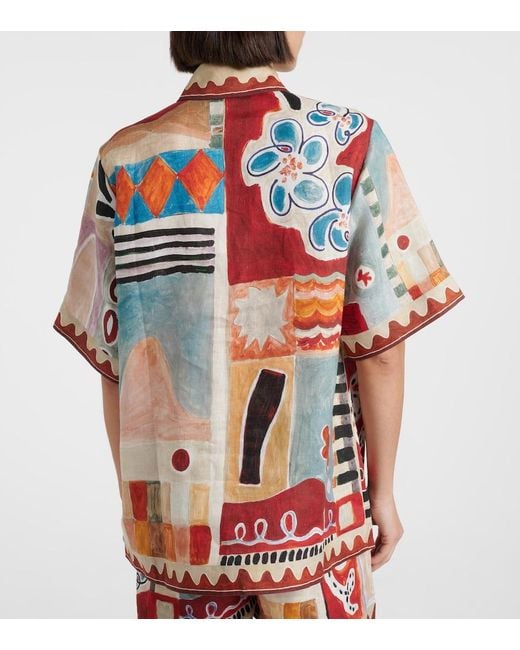 ALÉMAIS Red X Lrnce Michelle Printed Linen Shirt