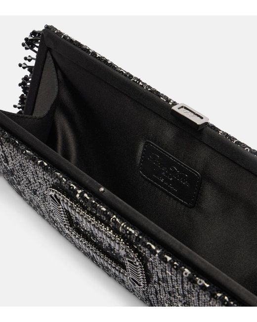 Roger Vivier Black Pilgrim Mini Sequined Clutch