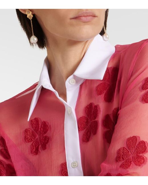 Camicia in jacquard di cotone di Dries Van Noten in Red