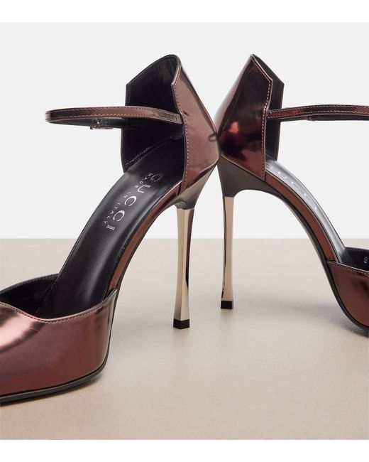 Gucci Brown Bombshell Metallic Leather Pumps